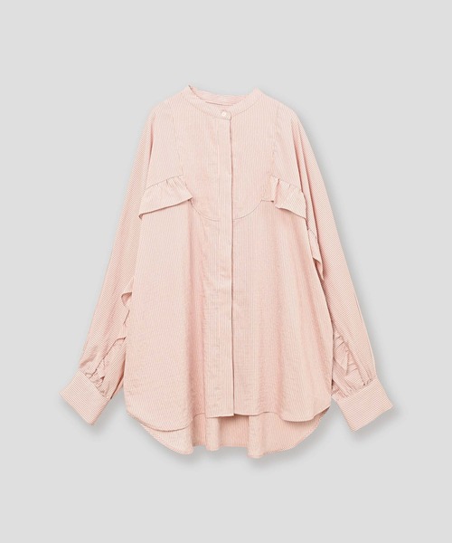 WHYTO.（ホワイト）の「「WHYTO. / ホワイト」curve frill stripe blouse（シャツ/ブラウス・レディース・ブルー/ピンク・36/38）」の13枚目の写真