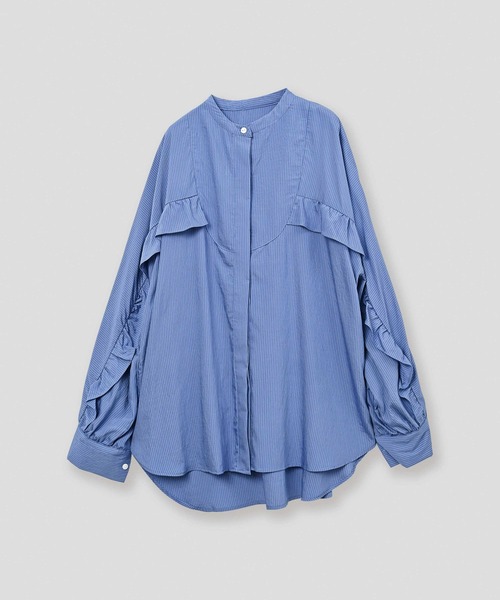 WHYTO.（ホワイト）の「「WHYTO. / ホワイト」curve frill stripe blouse（シャツ/ブラウス・レディース・ブルー/ピンク・36/38）」の14枚目の写真