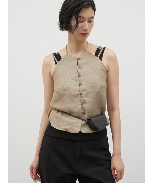 LA PEAU DE GEM(ラポドゥジェム)の「【LA PEAU DE GEM】double code cami/ダブルコードキャミ(キャミソール・レディース・チャコールグレー/ベージュ・FREE)」の13枚目の写真