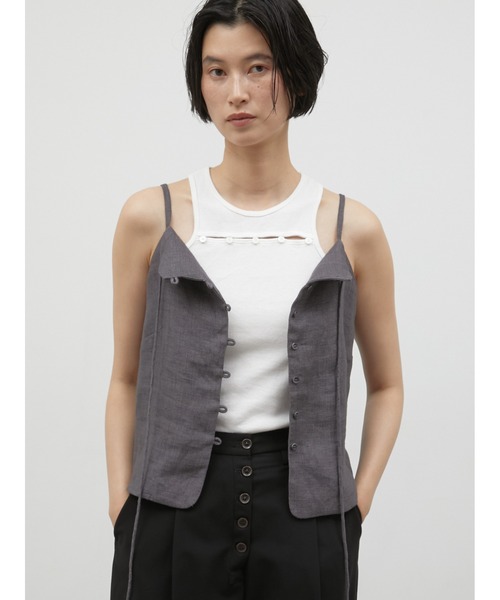 LA PEAU DE GEM(ラポドゥジェム)の「【LA PEAU DE GEM】double code cami/ダブルコードキャミ(キャミソール・レディース・チャコールグレー/ベージュ・FREE)」の22枚目の写真