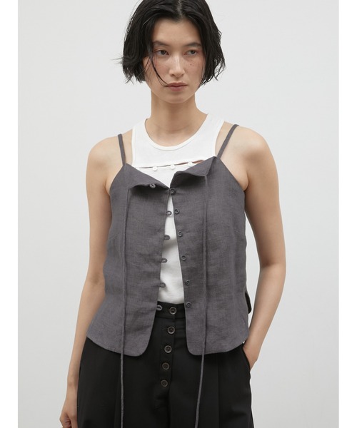 LA PEAU DE GEM(ラポドゥジェム)の「【LA PEAU DE GEM】double code cami/ダブルコードキャミ(キャミソール・レディース・チャコールグレー/ベージュ・FREE)」の21枚目の写真