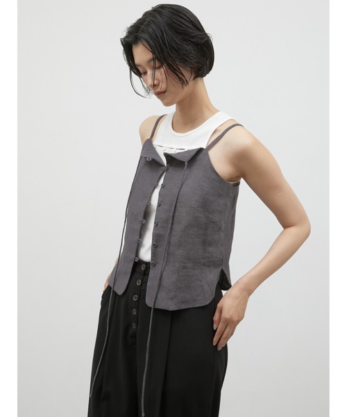LA PEAU DE GEM(ラポドゥジェム)の「【LA PEAU DE GEM】double code cami/ダブルコードキャミ(キャミソール・レディース・チャコールグレー/ベージュ・FREE)」の20枚目の写真