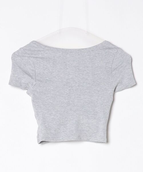 tinkerend(ティンカーエンド)の「Henley Neck Cropped T-shirt / ヘンリーネッククロップドTシャツ(Tシャツ/カットソー・レディース・ライトグレー/ブラック・FREE)」の8枚目の写真