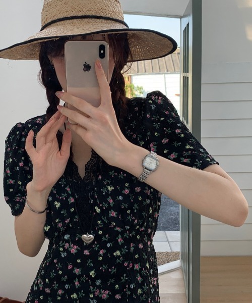 YUGA(ユーガ)の「YUGA_YGMC Korean-style Floral print dress(ワンピース・レディース・ブラック・FREE)」の15枚目の写真