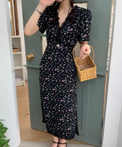 YUGA(ユーガ)の「YUGA_YGMC Korean-style Floral print dress(ワンピース・レディース・ブラック・FREE)」の21枚目の写真