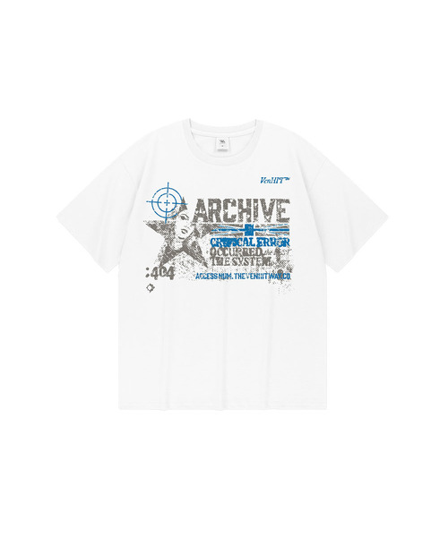 VENHIT(ベンヒット)の「CRITICAL ERROR オーバーサイズ 半袖Tシャツ(Tシャツ/カットソー・レディース・ブルー/ブラック/ホワイト・2XL/X-LARGE/LARGE/MEDIUM)」の1枚目の写真