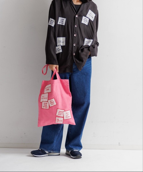 LEIN(リーン)の「アップリケ刺繍トートバッグ(トートバッグ・レディース・オフホワイト/ピンク/ブラック・FREE)」の5枚目の写真