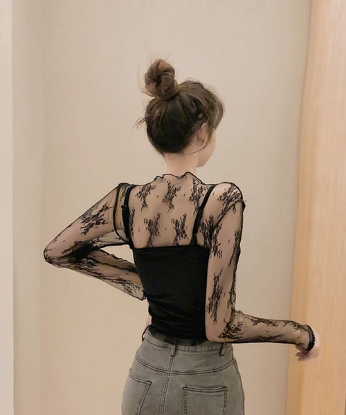almo(アルモ)の「【456891】レース柄シースルートップス(RO)(その他トップス・レディース・ブラック/ホワイト・FREE)」の11枚目の写真
