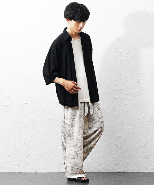MinoriTY（マイノリティ）の「【MinoriTY】ニュアンスカラーベルト付きクレープパンツ メンズ  夏服 ユニセックス 楊柳素材 ベルト付き（その他パンツ・メンズ・ホワイト系その他/ブラック系その他・S/L/M）」の12枚目の写真