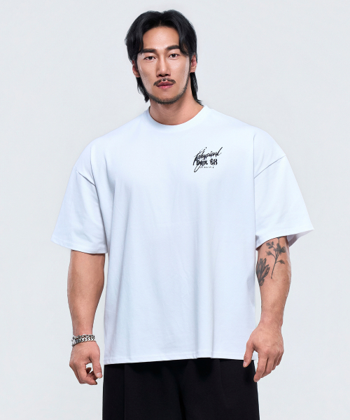 PHYSICAL GARMENTS（フィジカルガーメンツ）の「P2646 ディストーションジャイアント半袖 [4COLOR]（Tシャツ/カットソー・メンズ・ブラック/ホワイト/チャコール/カーキ・MEDIUM/LARGE/X-LARGE/XX-LARGE）」の8枚目の写真