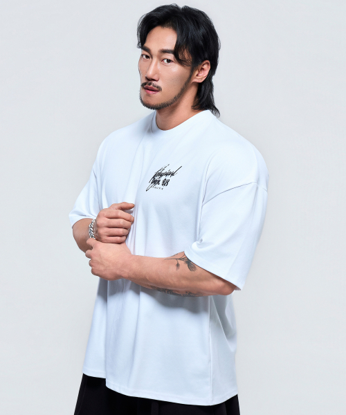 PHYSICAL GARMENTS（フィジカルガーメンツ）の「P2646 ディストーションジャイアント半袖 [4COLOR]（Tシャツ/カットソー・メンズ・ブラック/ホワイト/チャコール/カーキ・MEDIUM/LARGE/X-LARGE/XX-LARGE）」の18枚目の写真