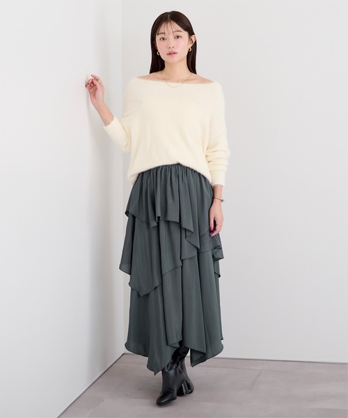 UR'S(ユアーズ)の「イレヘムティアードフレアスカート(スカート・レディース・チャコール/ドット/ホワイト・S/M/L)」の15枚目の写真