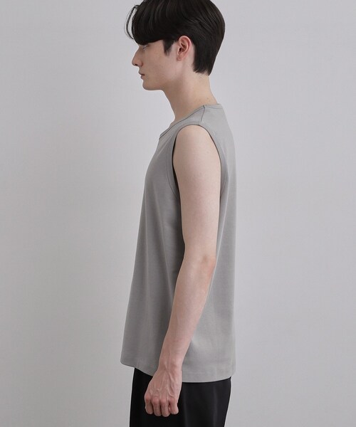 tk.TAKEO KIKUCHI（ティーケータケオキクチ）の「【汗シミ防止／UVカット】sweat stain proof seriesノースリーブ（Tシャツ/カットソー・メンズ・グレー/ホワイト/ブラック・01/02/03）」の6枚目の写真