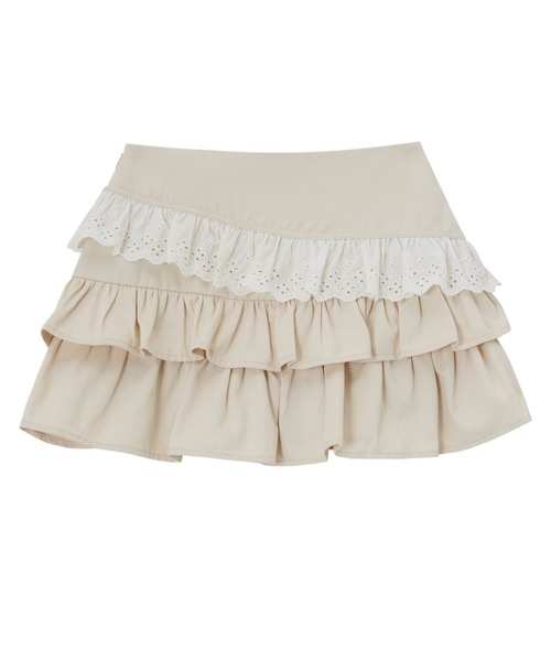 andwang(アンドワン)の「Cotton Frill Epure Mini Skirt(スカート・レディース・ブラック/アイボリー・SMALL/MEDIUM)」の2枚目の写真