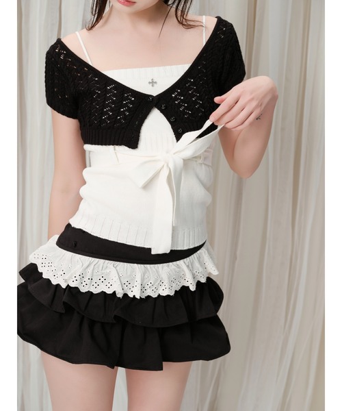 andwang(アンドワン)の「Cotton Frill Epure Mini Skirt(スカート・レディース・ブラック/アイボリー・SMALL/MEDIUM)」の7枚目の写真
