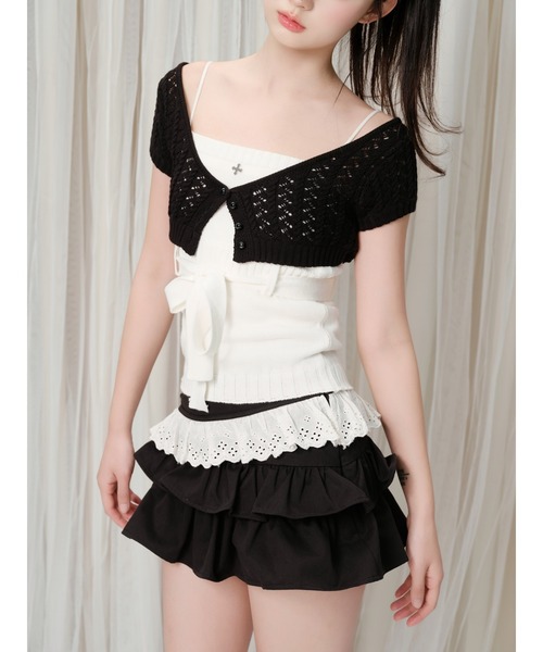 andwang(アンドワン)の「Cotton Frill Epure Mini Skirt(スカート・レディース・ブラック/アイボリー・SMALL/MEDIUM)」の8枚目の写真