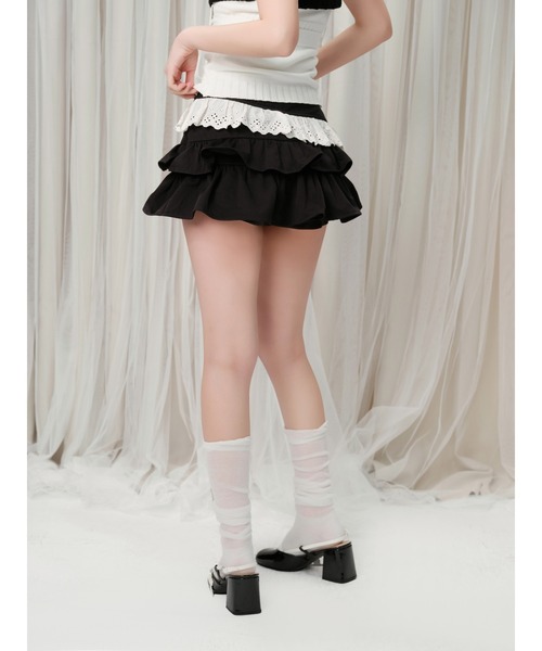 andwang(アンドワン)の「Cotton Frill Epure Mini Skirt(スカート・レディース・ブラック/アイボリー・SMALL/MEDIUM)」の10枚目の写真