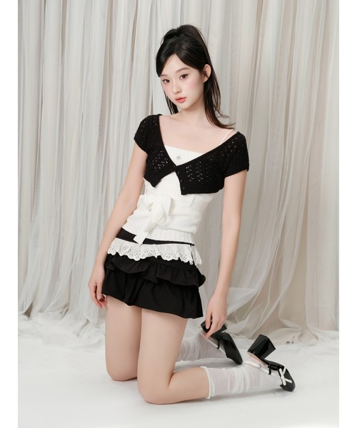 andwang(アンドワン)の「Cotton Frill Epure Mini Skirt(スカート・レディース・ブラック/アイボリー・SMALL/MEDIUM)」の11枚目の写真