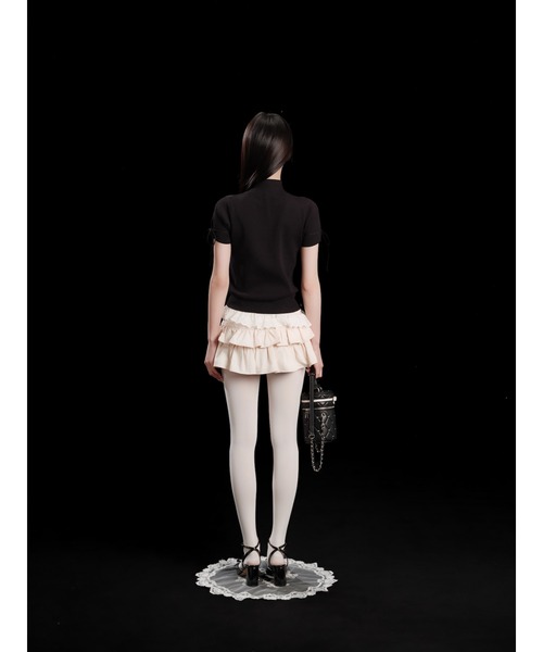 andwang(アンドワン)の「Cotton Frill Epure Mini Skirt(スカート・レディース・ブラック/アイボリー・SMALL/MEDIUM)」の13枚目の写真