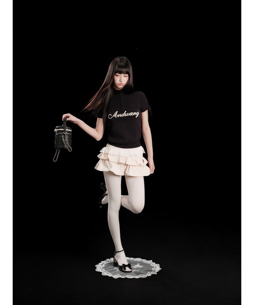 andwang(アンドワン)の「Cotton Frill Epure Mini Skirt(スカート・レディース・ブラック/アイボリー・SMALL/MEDIUM)」の14枚目の写真