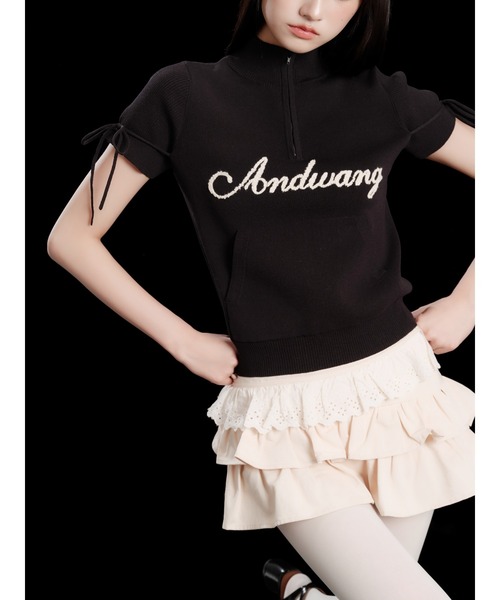andwang(アンドワン)の「Cotton Frill Epure Mini Skirt(スカート・レディース・ブラック/アイボリー・SMALL/MEDIUM)」の16枚目の写真
