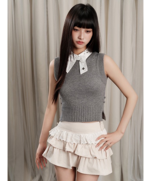 andwang(アンドワン)の「Cotton Frill Epure Mini Skirt(スカート・レディース・ブラック/アイボリー・SMALL/MEDIUM)」の21枚目の写真
