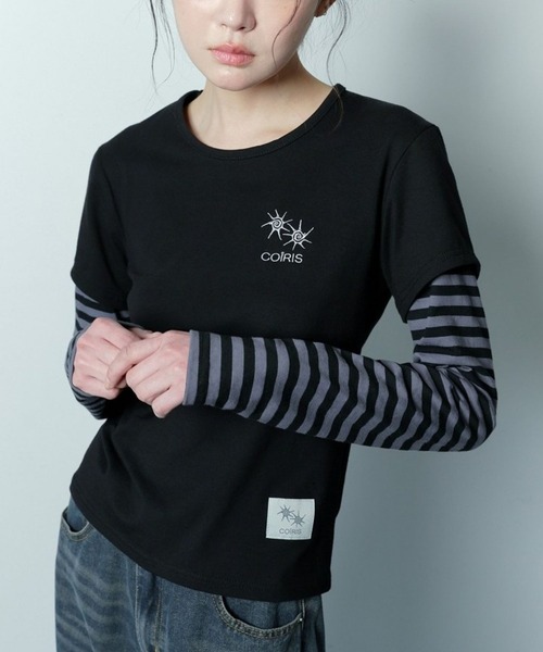 COIRIS(コイリス)の「COIRIS/セリングレイヤードロングスリーブ(Tシャツ/カットソー・レディース・ブラック・FREE)」の1枚目の写真