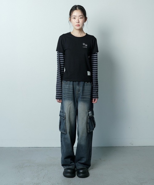COIRIS(コイリス)の「COIRIS/セリングレイヤードロングスリーブ(Tシャツ/カットソー・レディース・ブラック・FREE)」の2枚目の写真