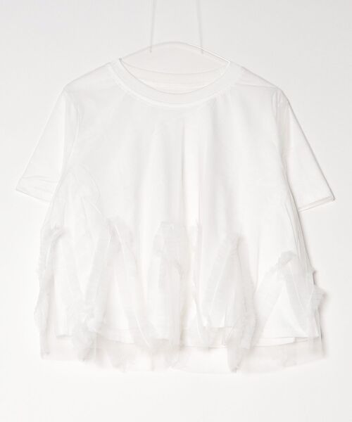 Dream garden(ドリームガーデン)の「チュールドッキングカットソー(Tシャツ/カットソー・レディース・グレー/ホワイト/ブラック・FREE)」の1枚目の写真