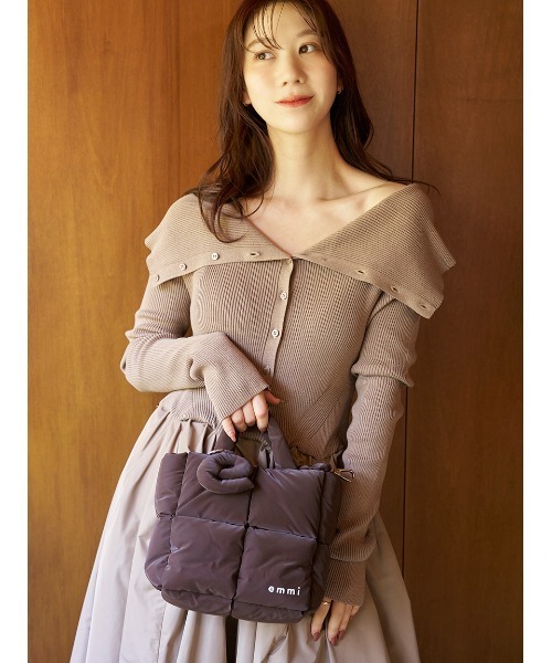 emmi（エミ）の「ecoパデットミニショルダーバッグ（ショルダーバッグ・レディース・ピンク/ブラウン/イエロー/アイボリー・F）」の2枚目の写真