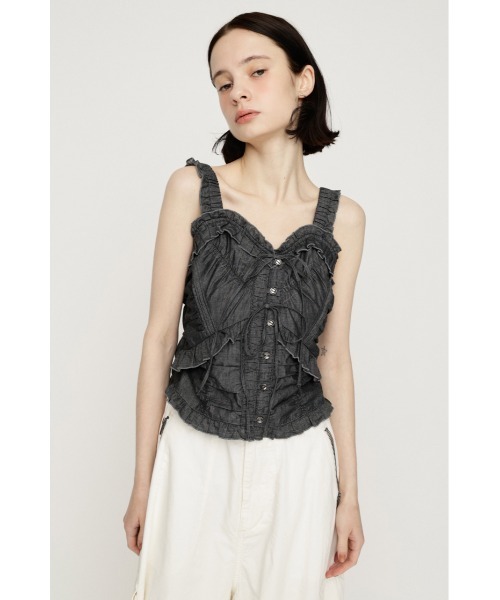 SLY(スライ)の「DUNGAREE SQUEEZE CAMI BLOUSE ダンガリースクイーズキャミブラウス 夏服(シャツ/ブラウス・レディース・ブルー/ブラック/ホワイト・FREE)」の3枚目の写真