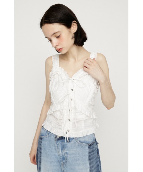 SLY(スライ)の「DUNGAREE SQUEEZE CAMI BLOUSE ダンガリースクイーズキャミブラウス 夏服(シャツ/ブラウス・レディース・ブルー/ブラック/ホワイト・FREE)」の4枚目の写真