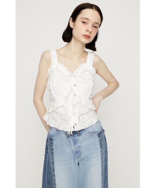 SLY(スライ)の「DUNGAREE SQUEEZE CAMI BLOUSE ダンガリースクイーズキャミブラウス 夏服(シャツ/ブラウス・レディース・ブルー/ブラック/ホワイト・FREE)」の6枚目の写真
