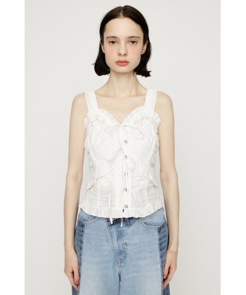 SLY(スライ)の「DUNGAREE SQUEEZE CAMI BLOUSE ダンガリースクイーズキャミブラウス 夏服(シャツ/ブラウス・レディース・ブルー/ブラック/ホワイト・FREE)」の7枚目の写真