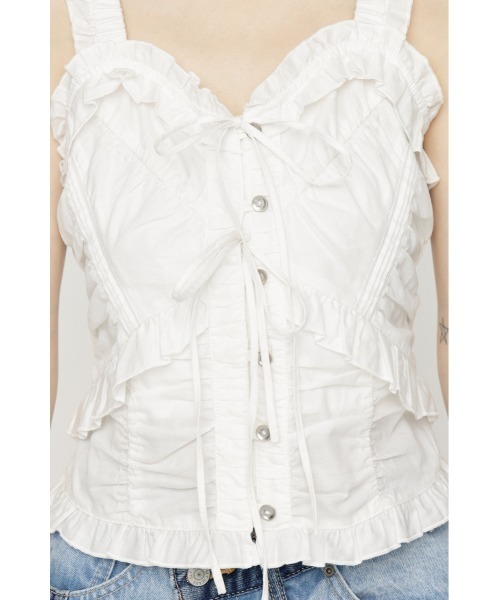 SLY(スライ)の「DUNGAREE SQUEEZE CAMI BLOUSE ダンガリースクイーズキャミブラウス 夏服(シャツ/ブラウス・レディース・ブルー/ブラック/ホワイト・FREE)」の10枚目の写真