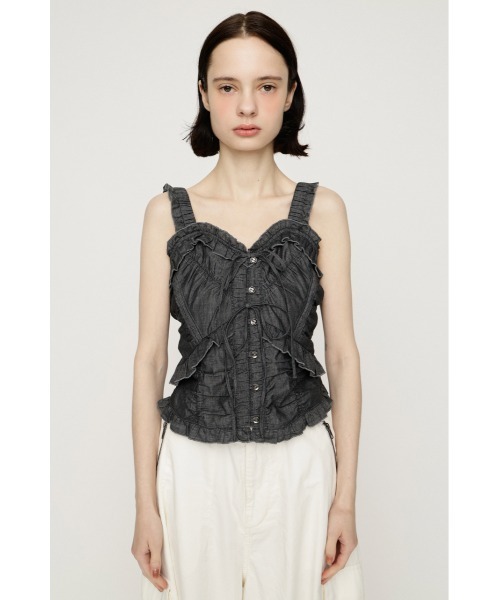 SLY(スライ)の「DUNGAREE SQUEEZE CAMI BLOUSE ダンガリースクイーズキャミブラウス 夏服(シャツ/ブラウス・レディース・ブルー/ブラック/ホワイト・FREE)」の14枚目の写真
