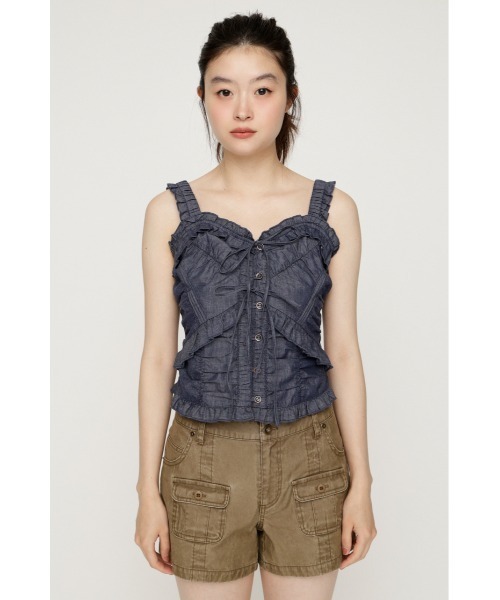 SLY(スライ)の「DUNGAREE SQUEEZE CAMI BLOUSE ダンガリースクイーズキャミブラウス 夏服(シャツ/ブラウス・レディース・ブルー/ブラック/ホワイト・FREE)」の18枚目の写真