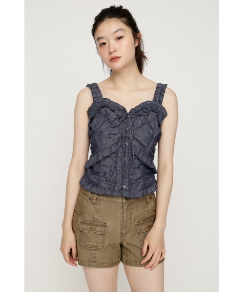 SLY(スライ)の「DUNGAREE SQUEEZE CAMI BLOUSE ダンガリースクイーズキャミブラウス 夏服(シャツ/ブラウス・レディース・ブルー/ブラック/ホワイト・FREE)」の21枚目の写真