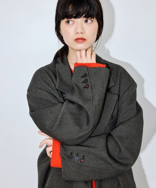 ADAM ET ROPE'(アダムエロペ)の「【サステナブル】NIKKEビンテージツイードジャケットコート/セットアップ対応(テーラードジャケット・レディース・ブラック系その他3・38/36)」の2枚目の写真