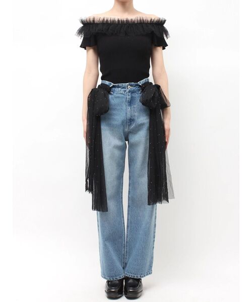 MERCURYDUO(マーキュリーデュオ)の「2WAYビッグリボンデニム(デニムパンツ・レディース・ブルー・MEDIUM/SMALL)」の3枚目の写真