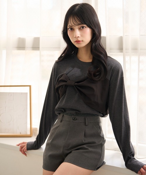 krahe（クレーエ）の「ビッグリボンデザインニットプルオーバー（ニット/セーター・レディース・ブラック/チャコールグレー/アイボリー・FREE）」の10枚目の写真