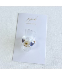【popochi】指輪 レジン シンプル 大人 上品 リング デイリー ドライフラワー(MA)