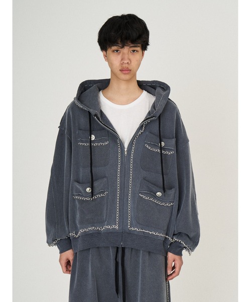 DISCOVERED(ディスカバード)の「CHAIN SWEAT PARKA(パーカー・メンズ・ブラック・SMALL/LARGE)」の1枚目の写真
