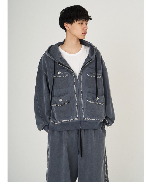 DISCOVERED(ディスカバード)の「CHAIN SWEAT PARKA(パーカー・メンズ・ブラック・SMALL/LARGE)」の4枚目の写真