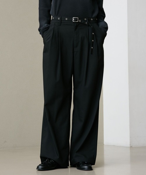 RAGEBLUE(レイジブルー)の「EYELET BELT TR STRAIGHT WIDE SLACKS / アイレットベルト付き/TRワイドスラックス(スラックス・メンズ・ブラック/ブラック系その他/ベージュ・MEDIUM/LARGE)」の21枚目の写真