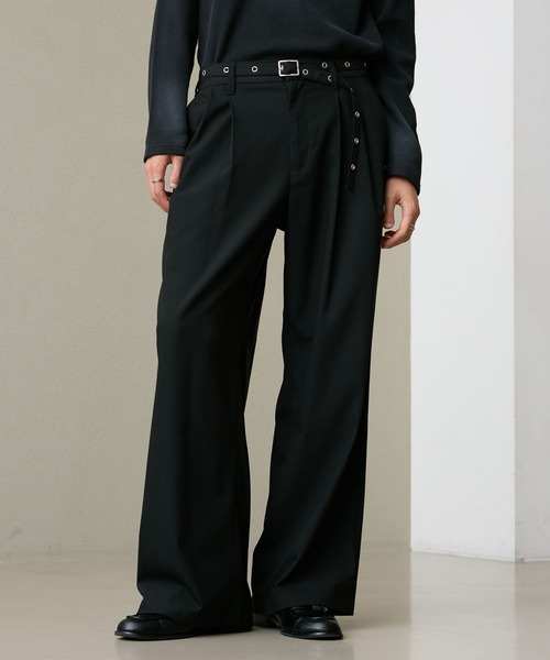 RAGEBLUE(レイジブルー)の「EYELET BELT TR STRAIGHT WIDE SLACKS / アイレットベルト付き/TRワイドスラックス(スラックス・メンズ・ブラック/ブラック系その他/ベージュ・MEDIUM/LARGE)」の20枚目の写真