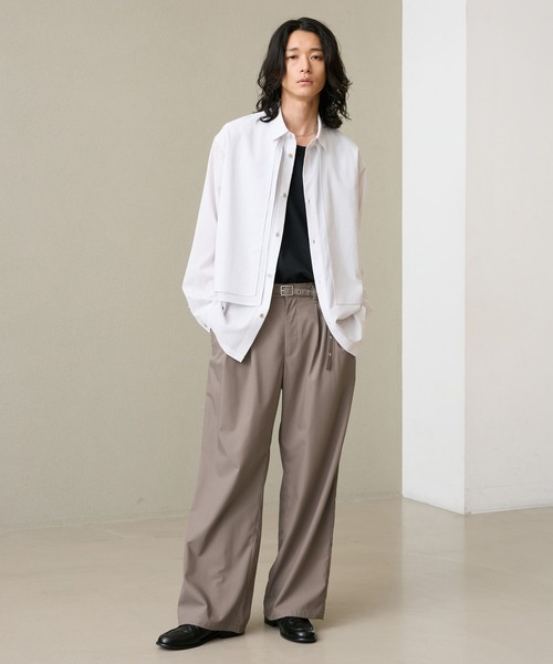 RAGEBLUE(レイジブルー)の「EYELET BELT TR STRAIGHT WIDE SLACKS / アイレットベルト付き/TRワイドスラックス(スラックス・メンズ・ブラック/ブラック系その他/ベージュ・MEDIUM/LARGE)」の19枚目の写真