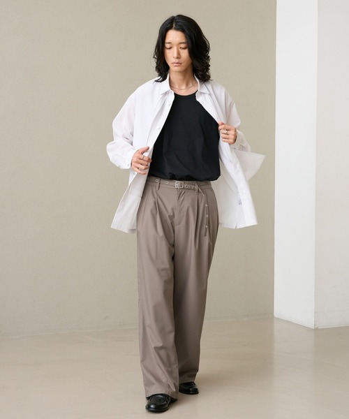 RAGEBLUE(レイジブルー)の「EYELET BELT TR STRAIGHT WIDE SLACKS / アイレットベルト付き/TRワイドスラックス(スラックス・メンズ・ブラック/ブラック系その他/ベージュ・MEDIUM/LARGE)」の18枚目の写真