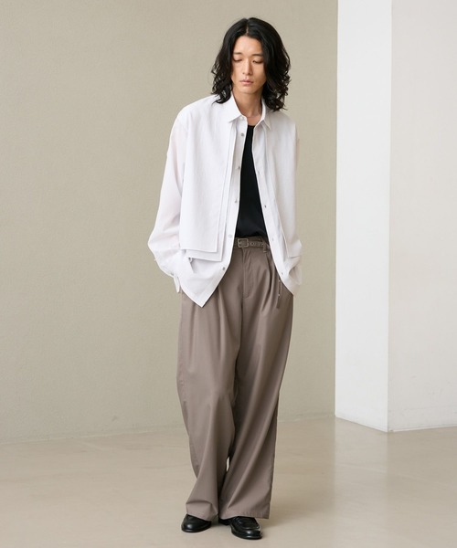 RAGEBLUE(レイジブルー)の「EYELET BELT TR STRAIGHT WIDE SLACKS / アイレットベルト付き/TRワイドスラックス(スラックス・メンズ・ブラック/ブラック系その他/ベージュ・MEDIUM/LARGE)」の17枚目の写真