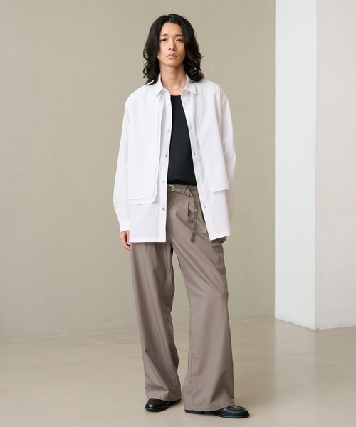 RAGEBLUE(レイジブルー)の「EYELET BELT TR STRAIGHT WIDE SLACKS / アイレットベルト付き/TRワイドスラックス(スラックス・メンズ・ブラック/ブラック系その他/ベージュ・MEDIUM/LARGE)」の16枚目の写真